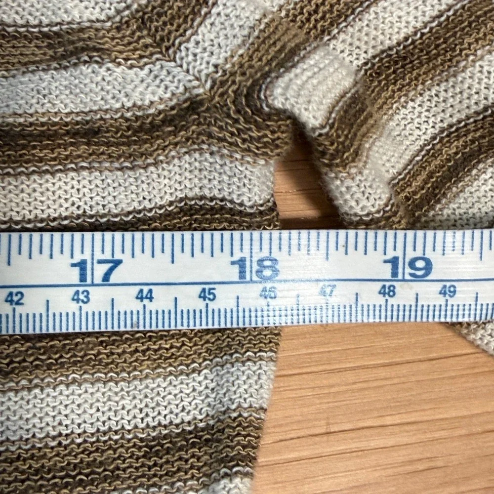 Tory Burch Striped Cotton Blend Sweater Womens Medium Brown Shoulder Button Top